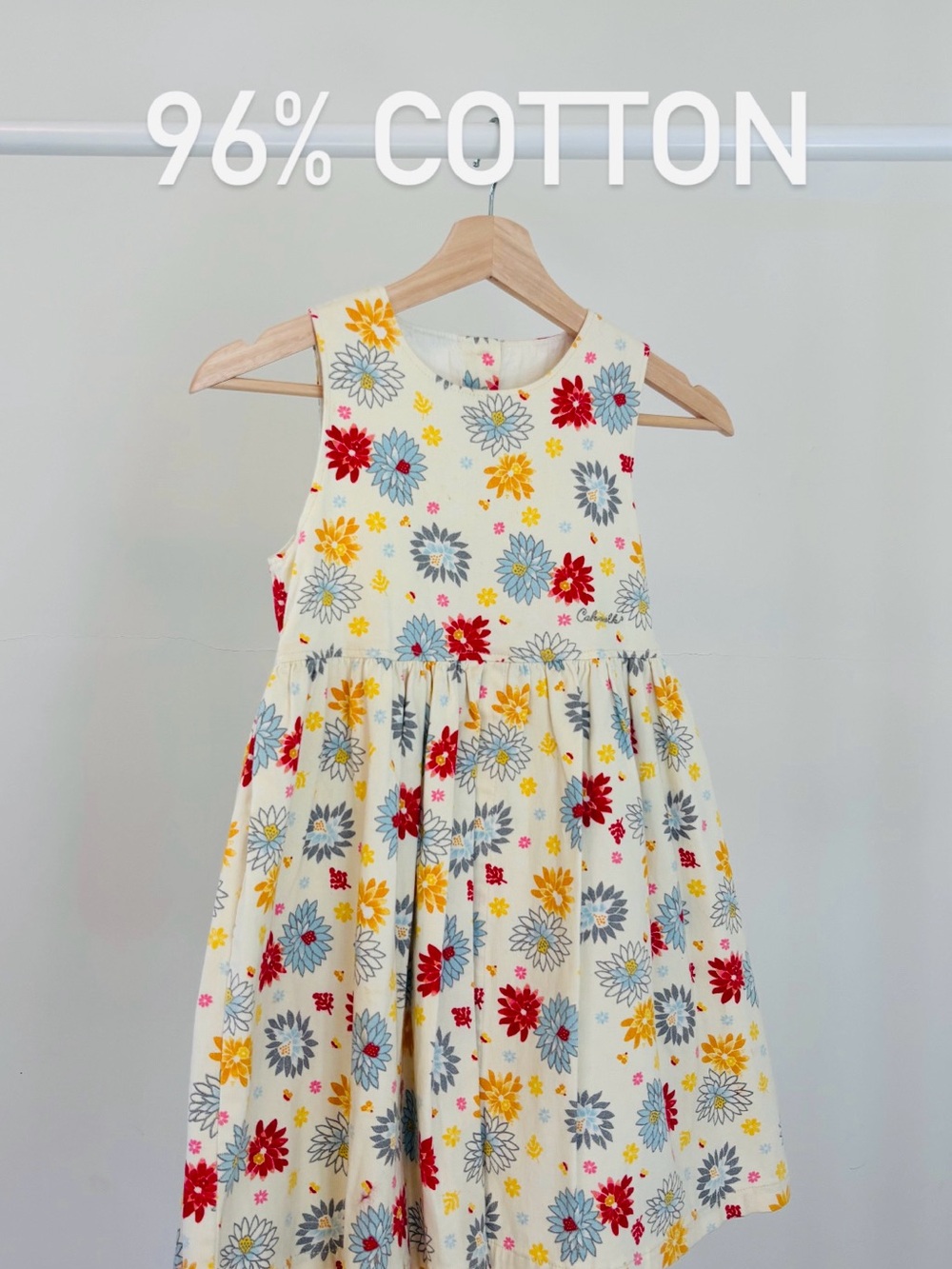 Cakewalk Girls' Ivory Floral Dress | 96% Cotton | Size 128, Size 7-8